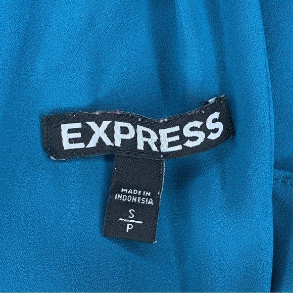 Express Teal Blue Ruffle Blouse V Neck Flowy Sleeveless Small Womens Top - Picture 5 of 7